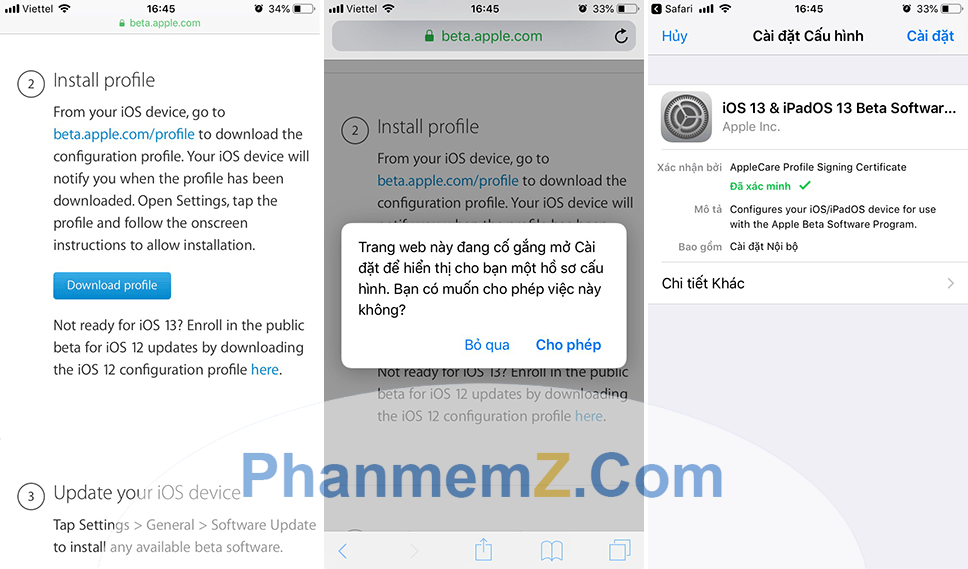 Cài đặt hệ điều hành iOS 13 bản Public Beta