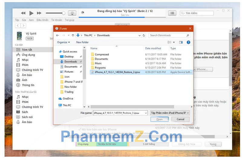 Khôi phục phẩn mềm có sẵn trong thiết bị